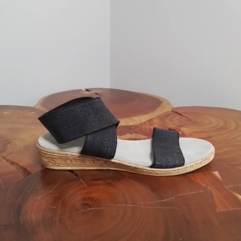 Charleston Shoe Co. Benjamin Espadrille Wedge Sandals Black - 9 - Picture 7 of 13